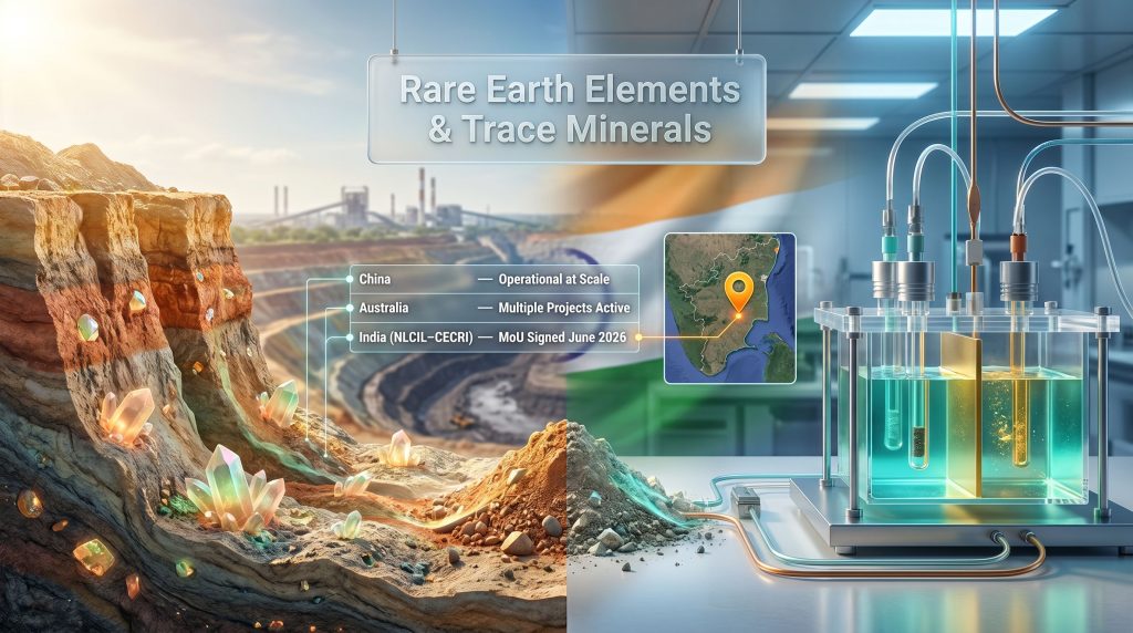 NLCIL and CSIR-CECRI critical mineral extraction MoU illustration