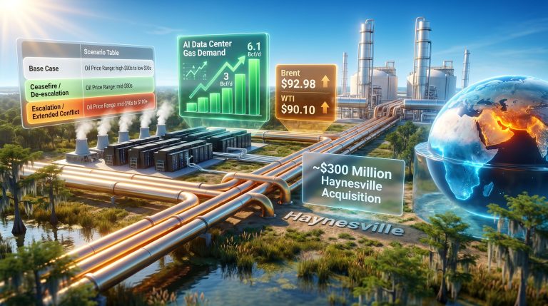 Iran war disruptions and AI power demand driving US natural gas investment infographic