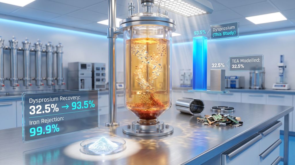 Iondrive dysprosium recovery from e-waste process