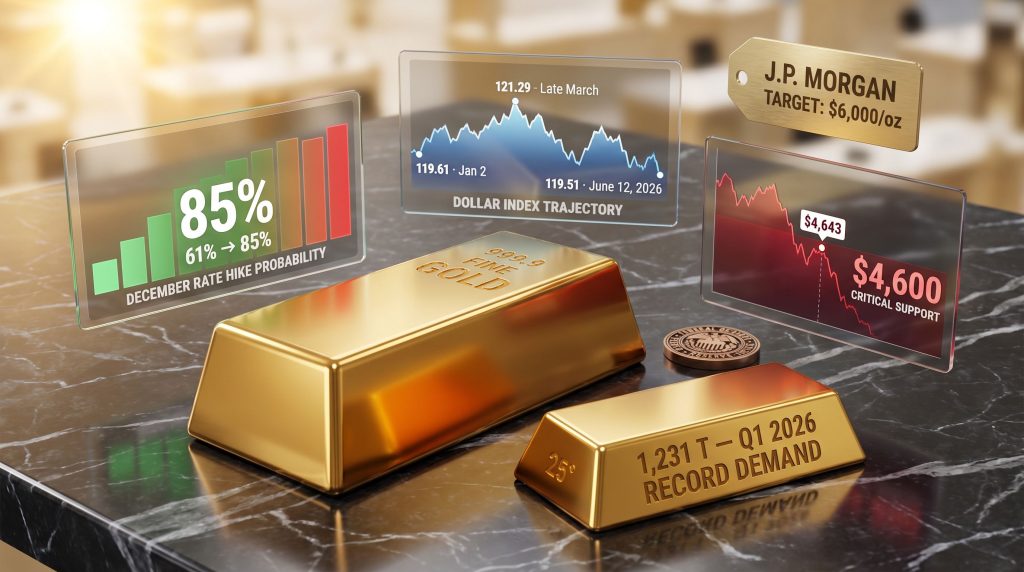 gold price and Fed rate hike odds charts