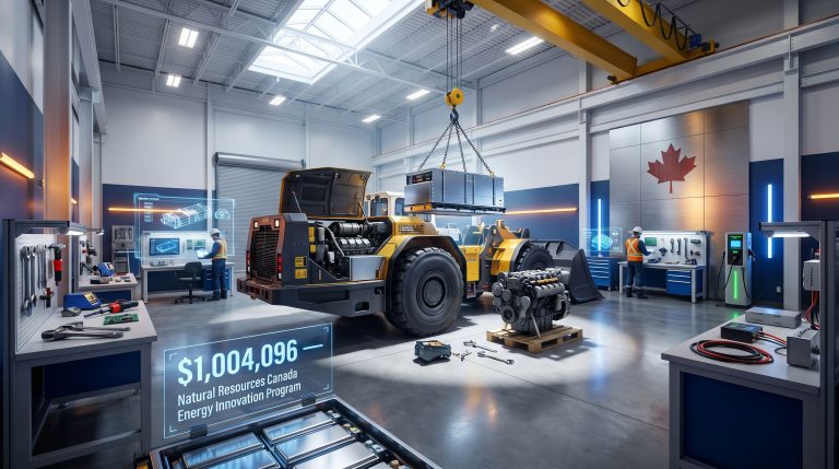 Cambrian College diesel loader conversion funding workshop scene