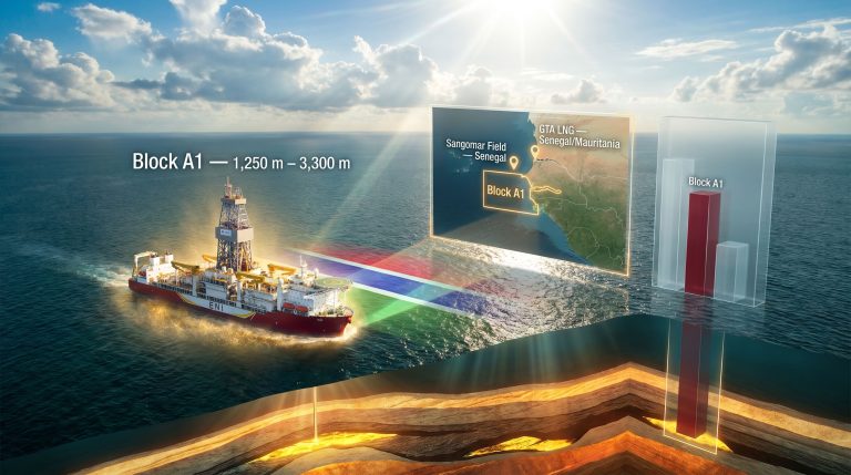 Eni offshore Block A1 Gambia exploration license map and drillship
