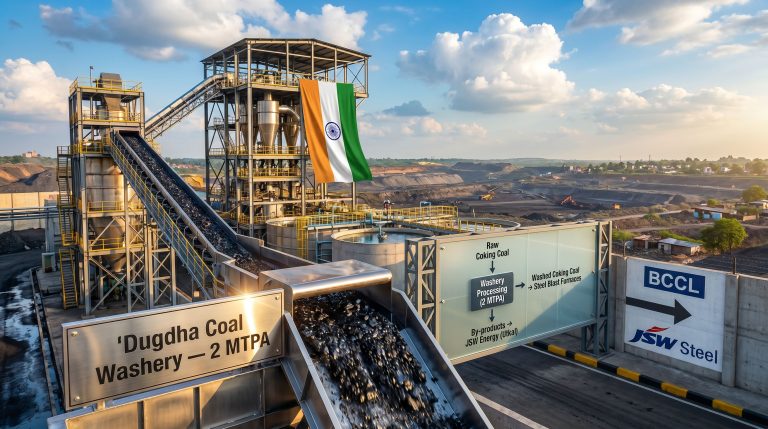 BCCL hands over Dugdha Coal Washery to JSW Steel plant transfer scene
