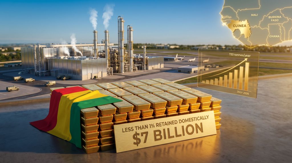 Guinea gold refining hub refinery illustration