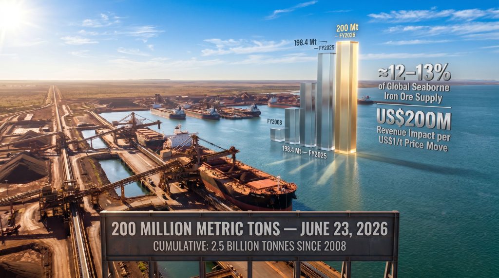 Fortescue 200 million metric tons of iron ore shipped milestone