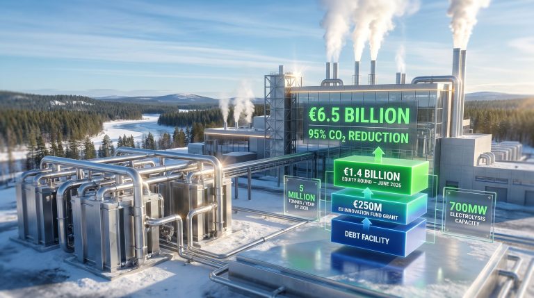 Stegra low-carbon steel plant funding graphic