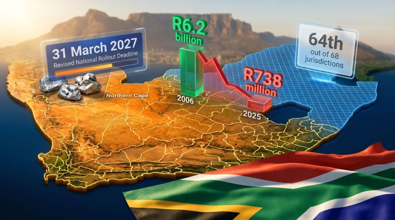 South Africa mineral cadastre rollout deadline infographic map