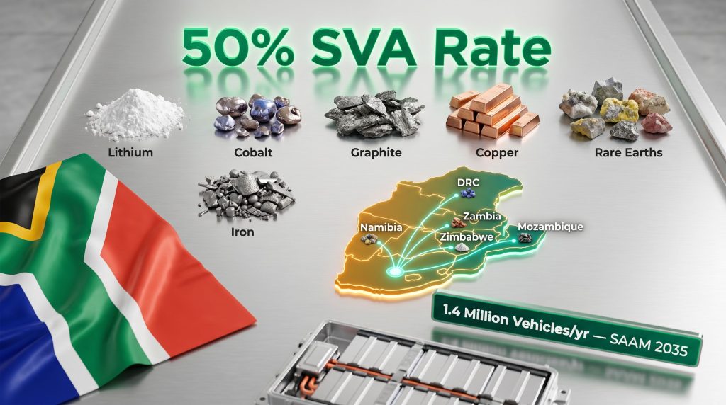 South Africa auto incentives for battery materials map
