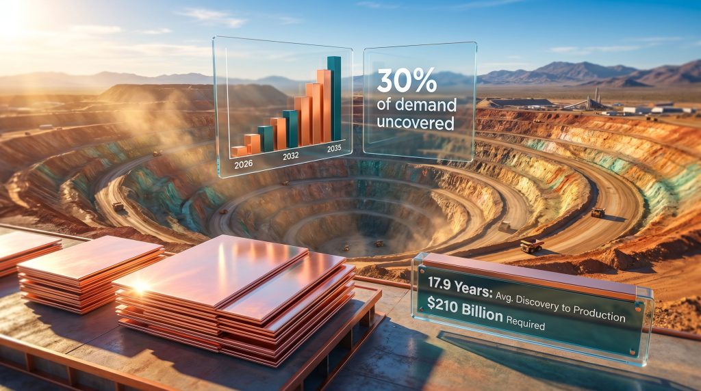Copper supply deficit and development-stage projects infographic