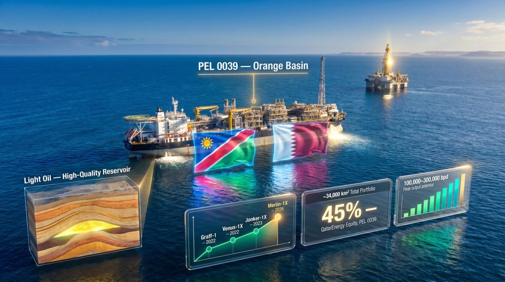 QatarEnergy oil discovery offshore Namibia drilling platform