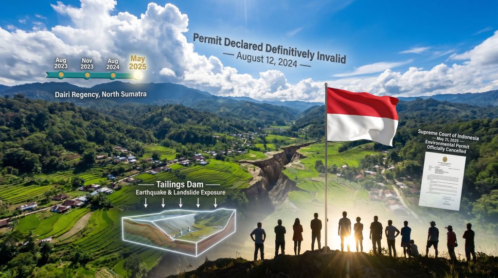 PT Dairi Prima Mineral zinc mine permit dispute in North Sumatra infographic