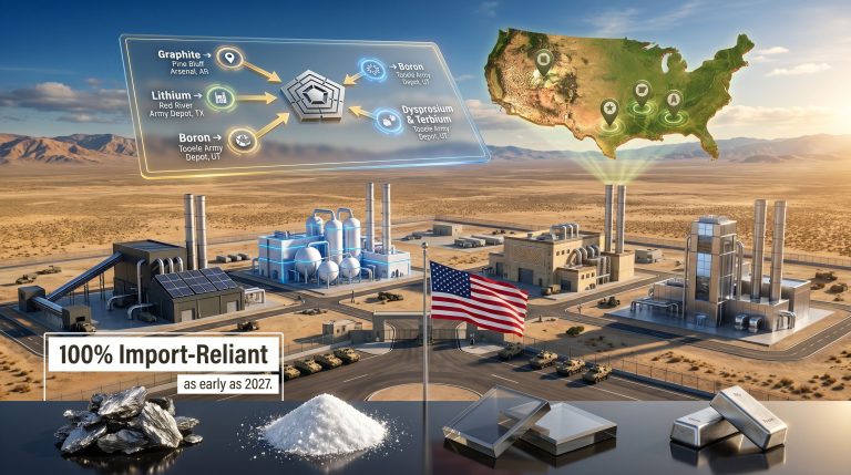 Army critical mineral processing plants map infographic
