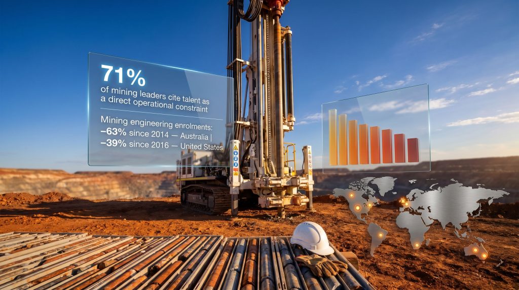 Mining drilling skills shortage infographic at drill site