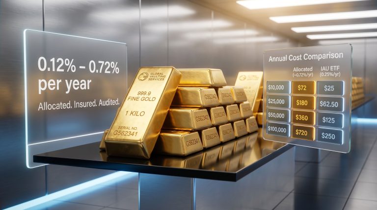 allocated gold storage cost comparison chart