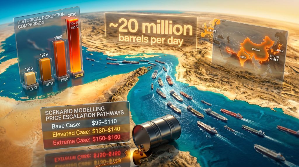 oil supply shock in the Strait of Hormuz map infographic