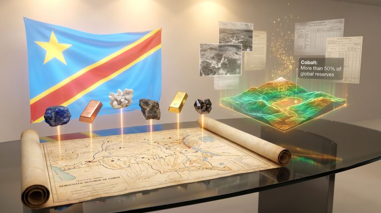 Congo Belgium colonial-era geological records transfer map display