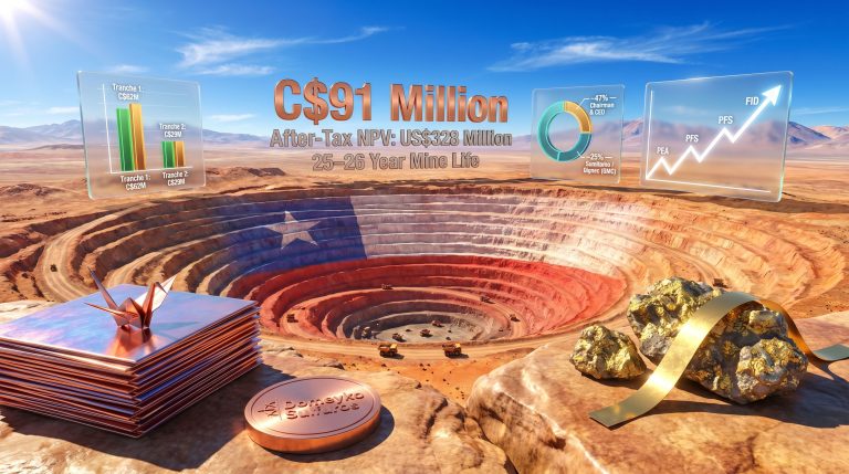 Tintina Mines Domeyko Sulfuros financing infographic mine scene