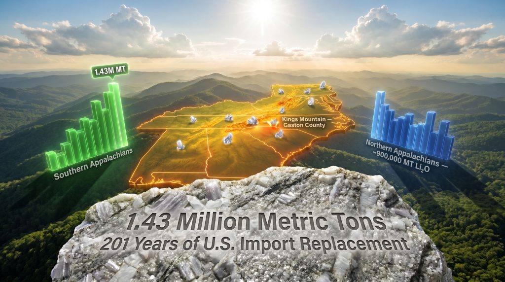 lithium in the Carolinas could replace imports for a century or more map infographic