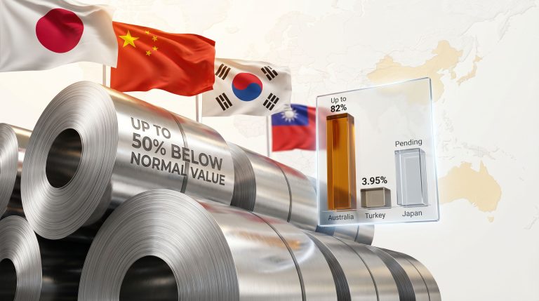 Japan anti-dumping probe on steel imports from China South Korea and Taiwan steel coils flags chart