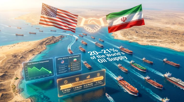 Trump Iran deal and Strait of Hormuz reopening illustration