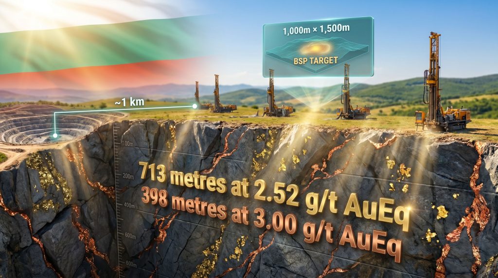DPM Metals Chelopech mine Bulgaria porphyry discovery drilling graphic