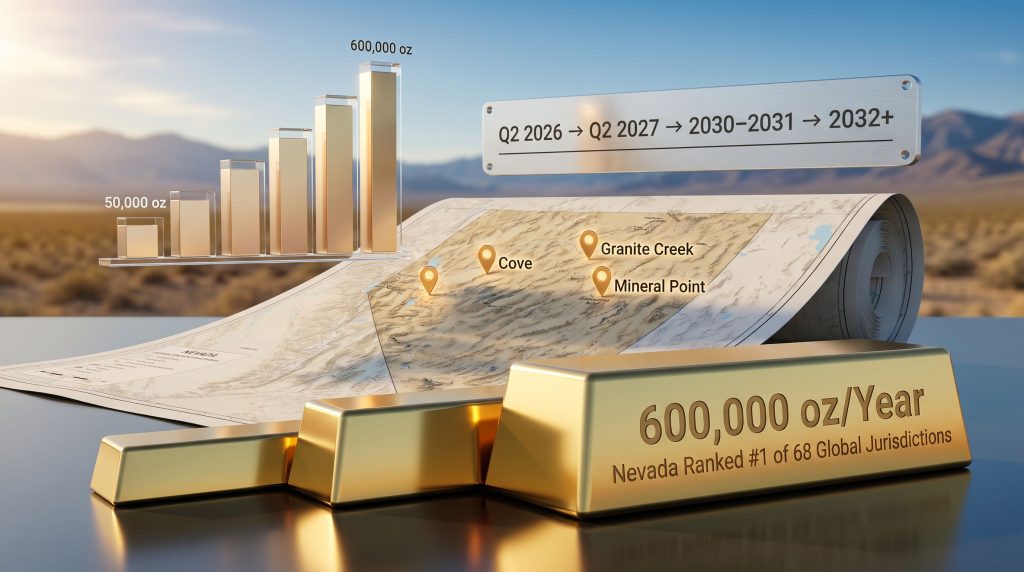 i-80 Gold Nevada permitting story map and production timeline