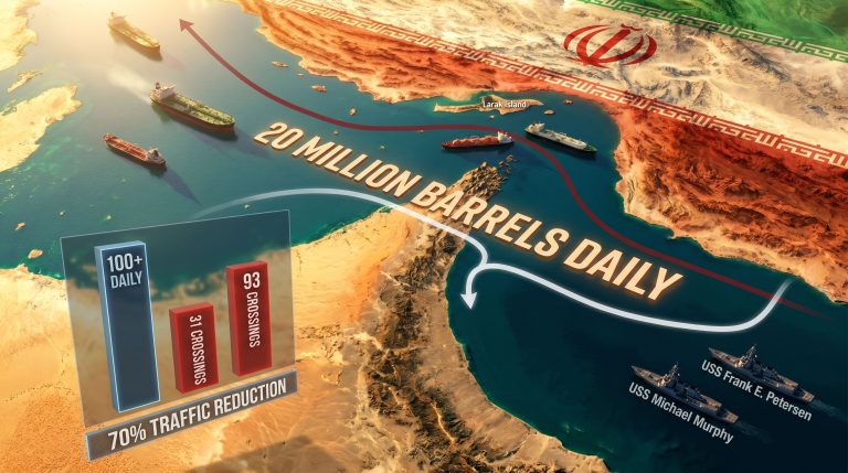 Iran Strait of Hormuz shipping route warning map