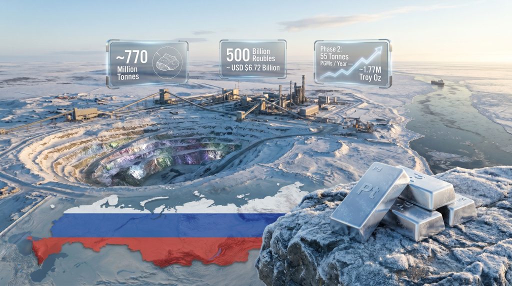Russian Platinum Arctic mine launch infographic scene