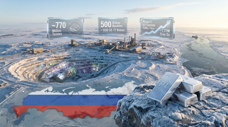 Russian Platinum Arctic mine launch infographic scene
