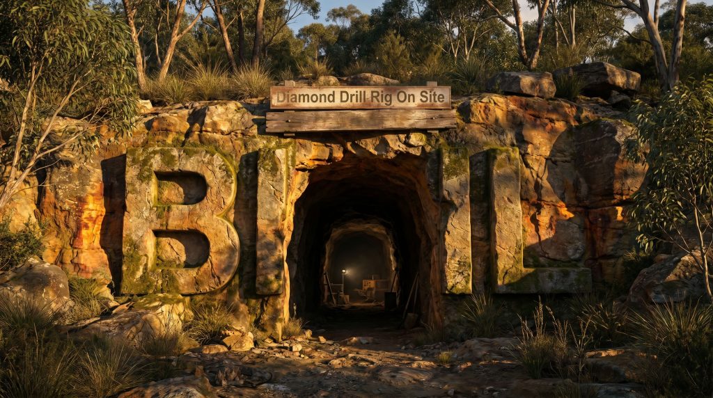 Black Horse Mining Ltd-BHL-Diamond drill rig on site entrance