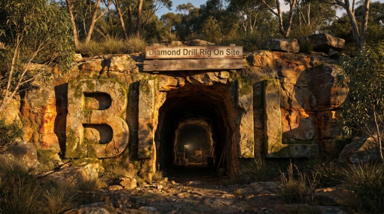 Black Horse Mining Ltd-BHL-Diamond drill rig on site entrance