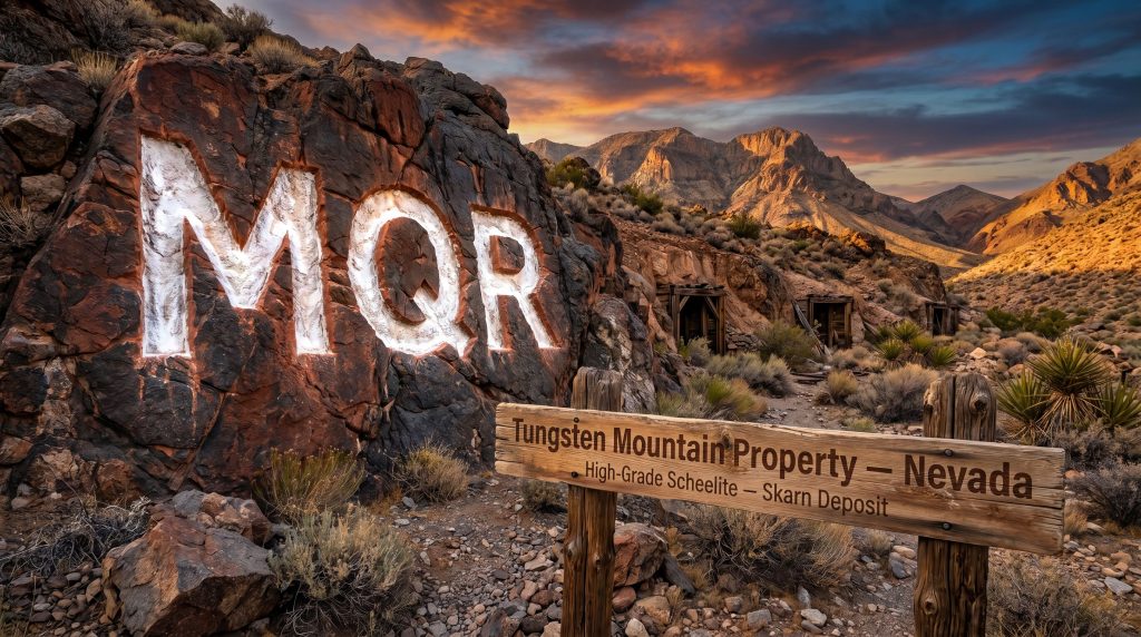 Marquee Resources Ltd-MQR-MQR Nevada tungsten mountain property sign