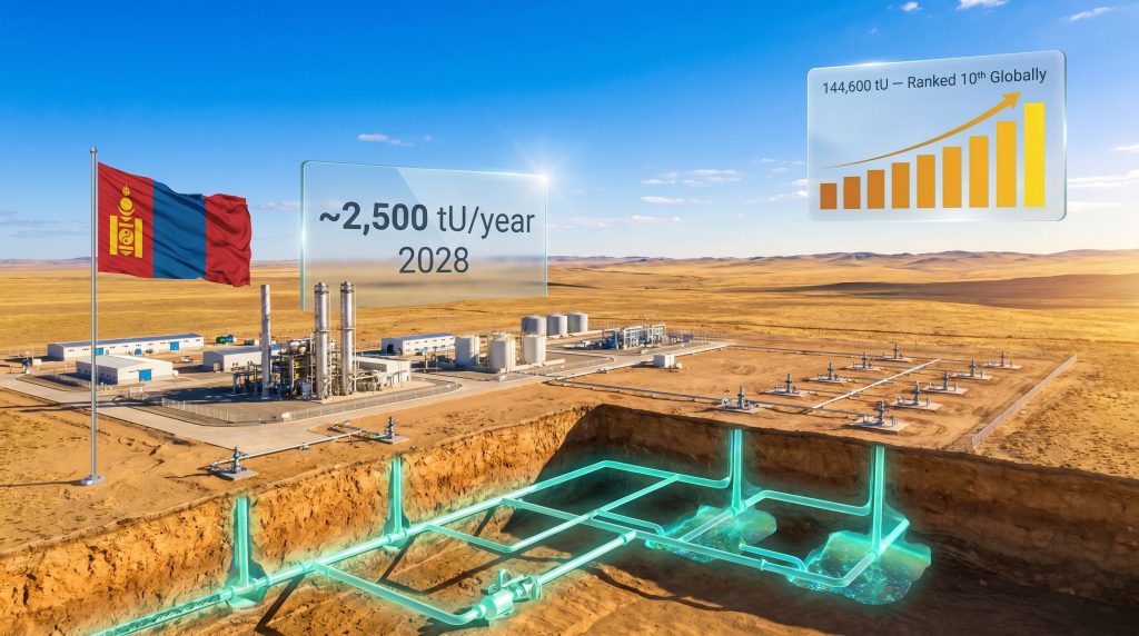 Orano Mongolia uranium project construction site infographic