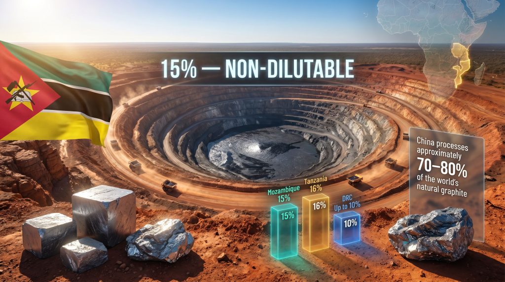 Mozambique mining 15% state stake rule infographic