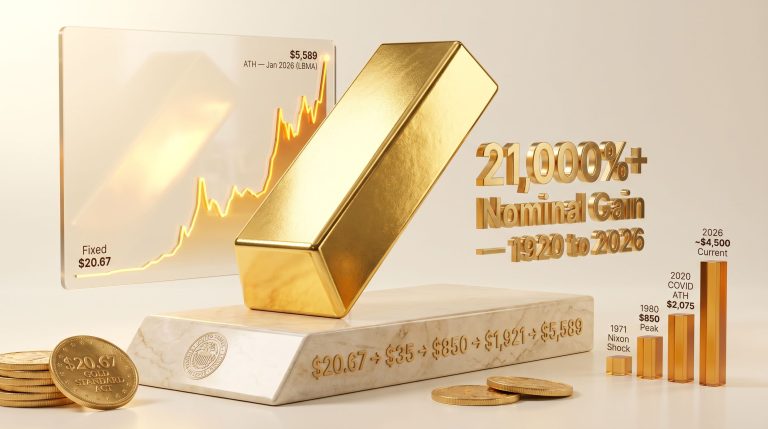 gold price history from $35 to $4500 chart