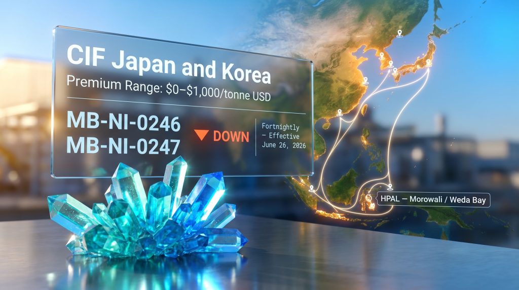 nickel sulfate CIF Japan and Korea assessments map