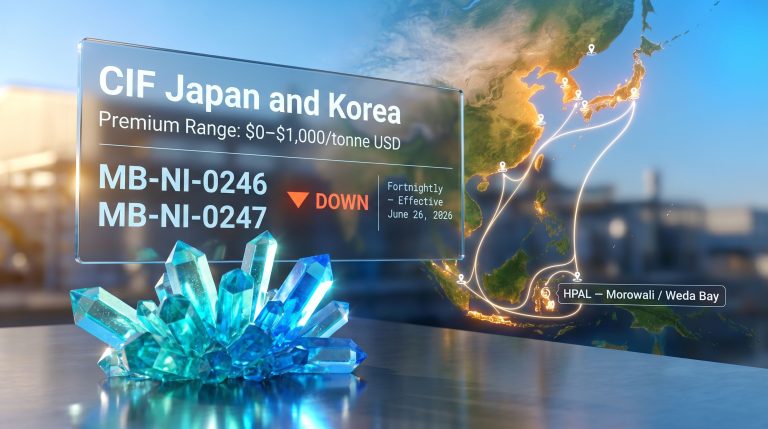 nickel sulfate CIF Japan and Korea assessments map