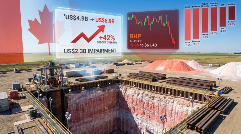 BHP Jansen potash cost overrun graphic