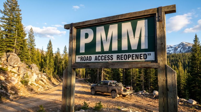 Pioneer Minerals Ltd-PMM-PMM road access reopened sign