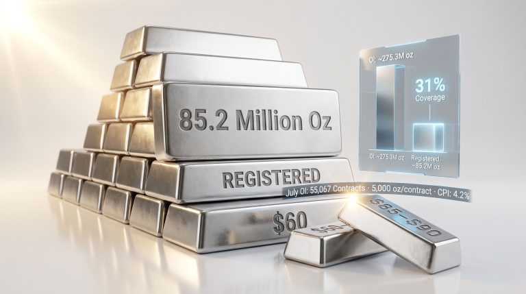 COMEX silver registered inventories and July open interest chart