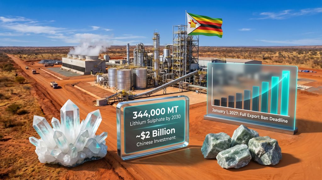 Zimbabwe lithium export ban processing plants infographic
