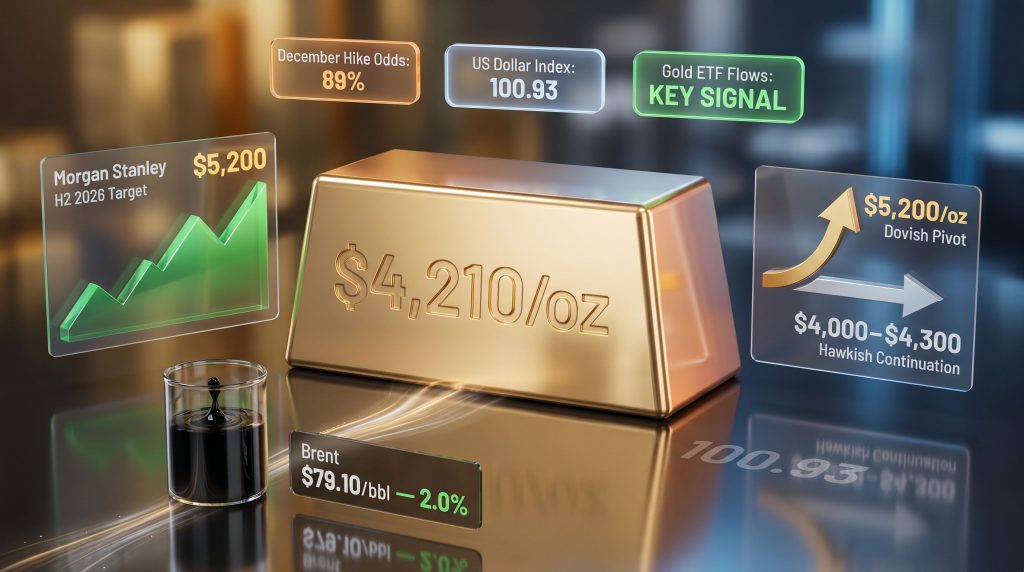 lower oil prices support gold and Fed rate expectations infographic