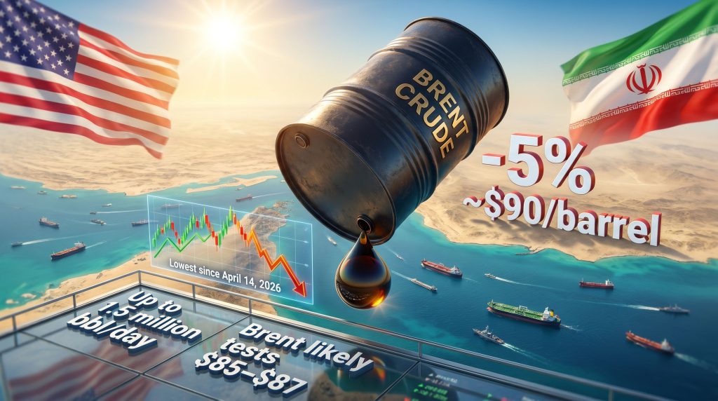 Brent crude falls below $90 on Iran deal hopes