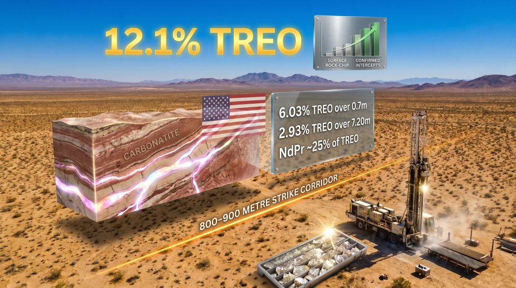 Locksley El Campo rare earth mineralisation California drilling infographic