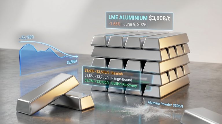 LME aluminium retreats to $3,608/t chart