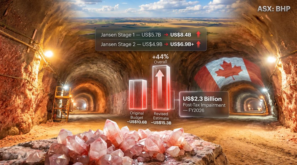BHP Jansen potash project cost blowout chart