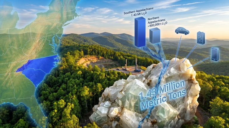 USGS lithium in the Carolinas map infographic