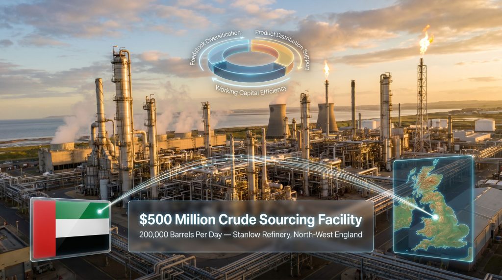 Essar IRH $500 million crude sourcing deal refinery graphic
