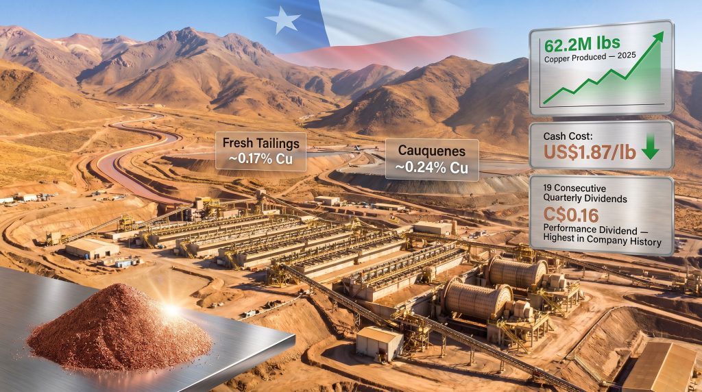 Amerigo Resources copper tailings processing at El Teniente in Chile infographic