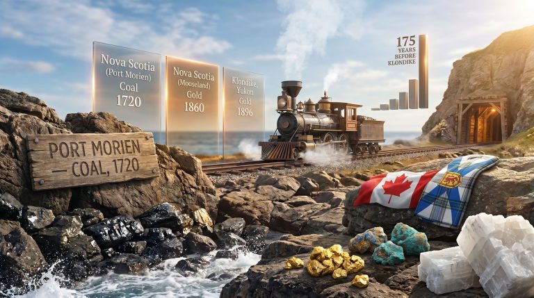 Nova Scotia mining history timeline with coal and gold